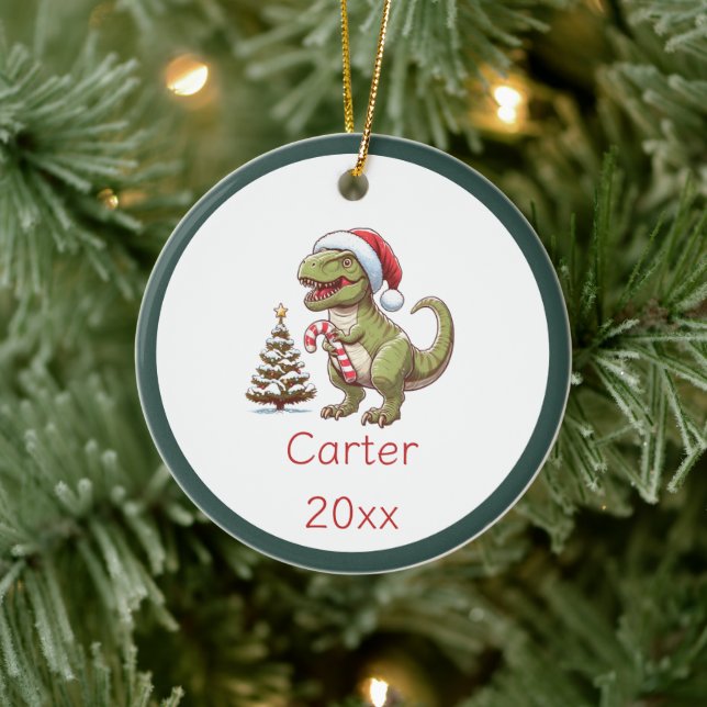 Cute Jul candy cane dinosaur Julgransprydnad Keramik (Träd)