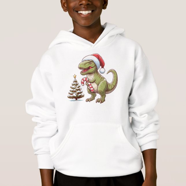 Cute Jul candy cane dinosaur T Shirt (Framsida)