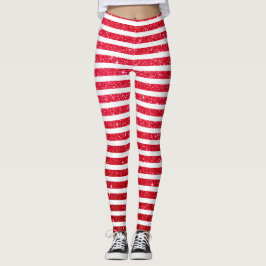 Cute jul Candy cane Glitter strimlade Mönster Leggings
