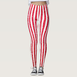 Cute jul Candy cane Glitter strimlade Mönster Leggings