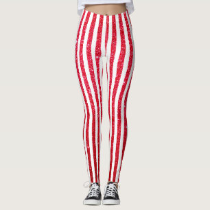 Cute jul Candy cane Glitter strimlade Mönster Leggings