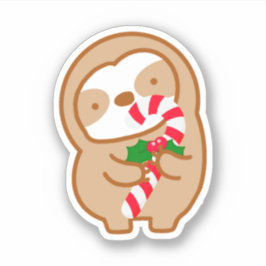 Cute jul Candy cane Sloth Klistermärken