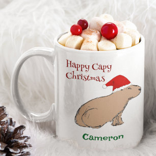 Cute jul Capybara Animal Santa Hat Kaffemugg