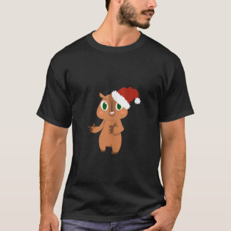 Cute Jul Capybara Jultomten Cavy Råtta Roden T Shirt