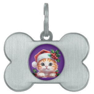 Cute Jul Cat Ornament - Festive Helgdag Gift ID-bricka Husdjur