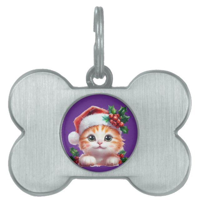 Cute Jul Cat Ornament - Festive Helgdag Gift ID-bricka Husdjur (Framsidan)