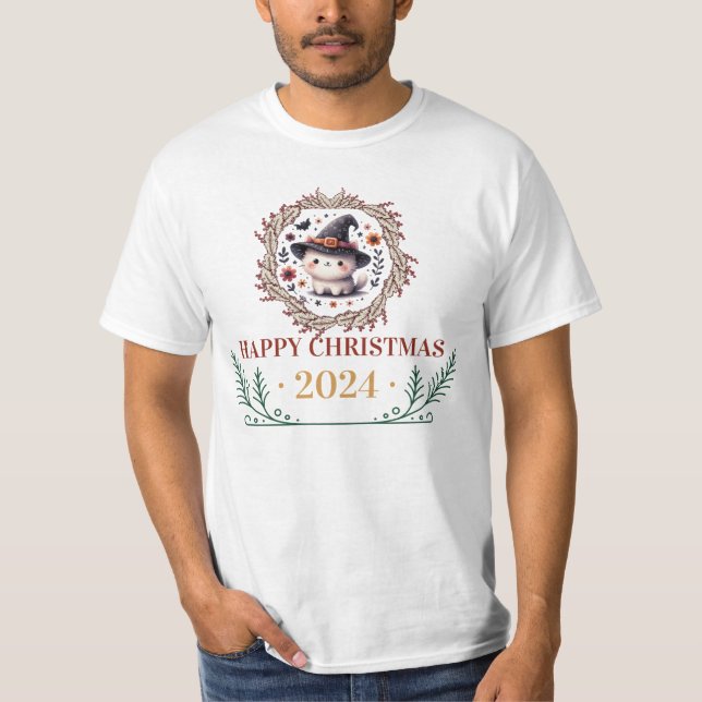 Cute jul Cat T-Shirt 2024 - Festive Helgdag (Framsida)