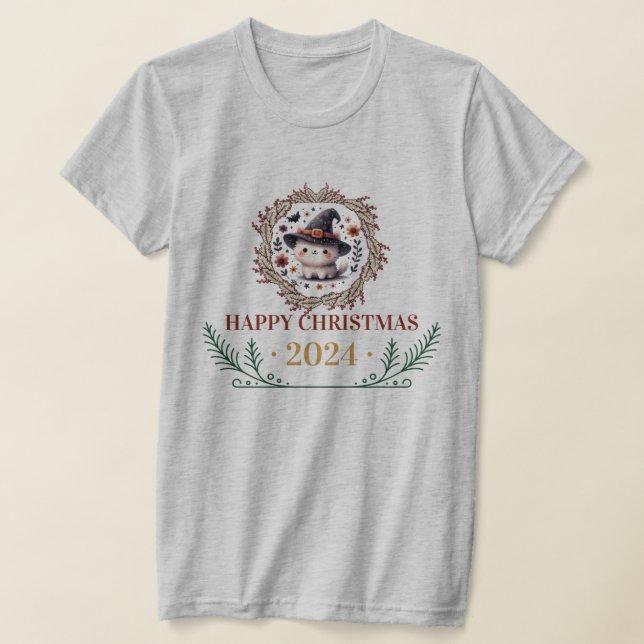 Cute jul Cat T-Shirt 2024 - Festive Helgdag (Laydown)