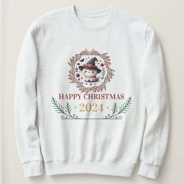 Cute jul Cat T-Shirt 2024 - Festive Helgdag (Design framsida)