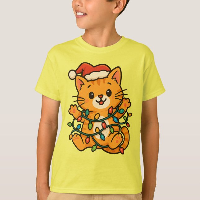 Cute jul Cat T-Shirt för barn (Framsida)