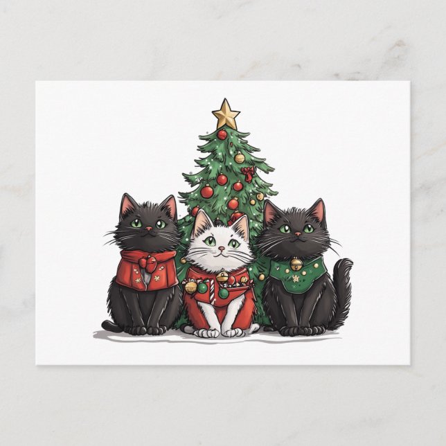 Cute Jul Cats Helg Vykort (Framsida)