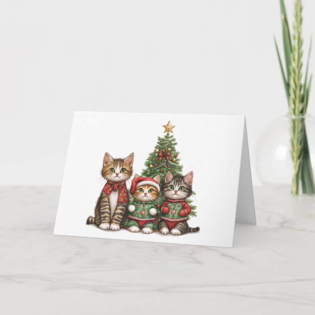Cute Jul Cats Helgkort (Framsida)