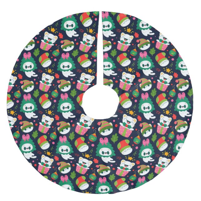 Cute Jul Cats Julgransmatta Borstad Polyester (Framsidan)