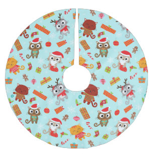 Cute Jul Cats Julgransmatta Borstad Polyester
