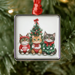 Cute Jul Cats Julgransprydnad Metall
