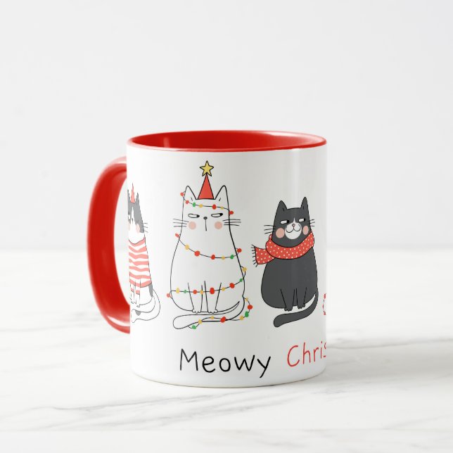 Cute Jul Cats Mugg (Framsida vänster)