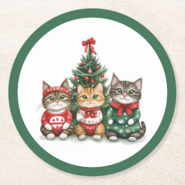 Cute Jul Cats Underlägg Papper Rund