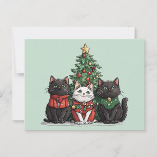Cute Jul Cats Vykort