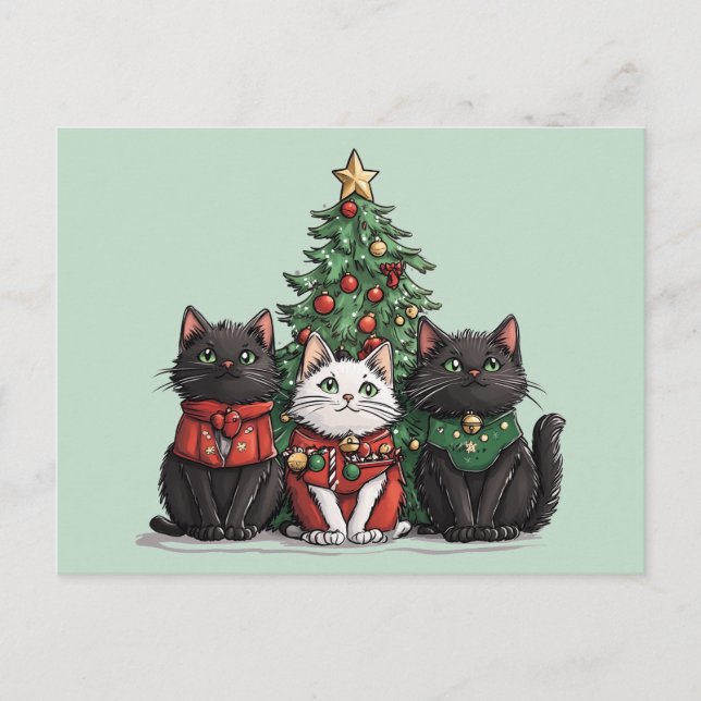 Cute Jul Cats Vykort (Framsida)