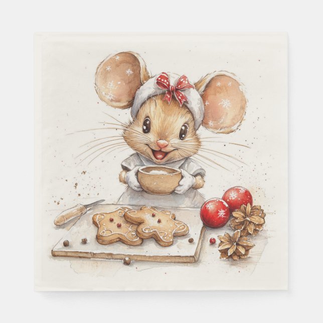 Cute Jul Chef Mouse Pappersservett (Framsidan)