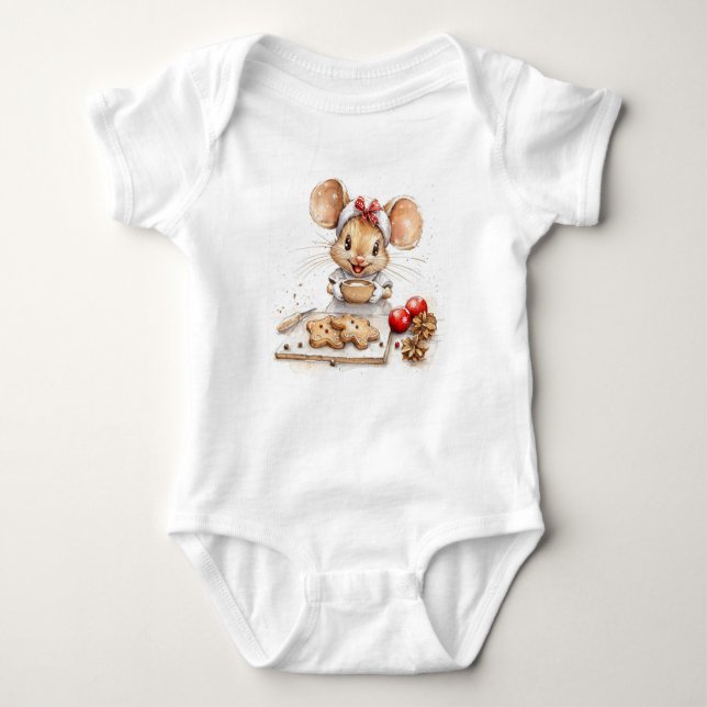 Cute Jul Chef Mouse T Shirt (Framsida)