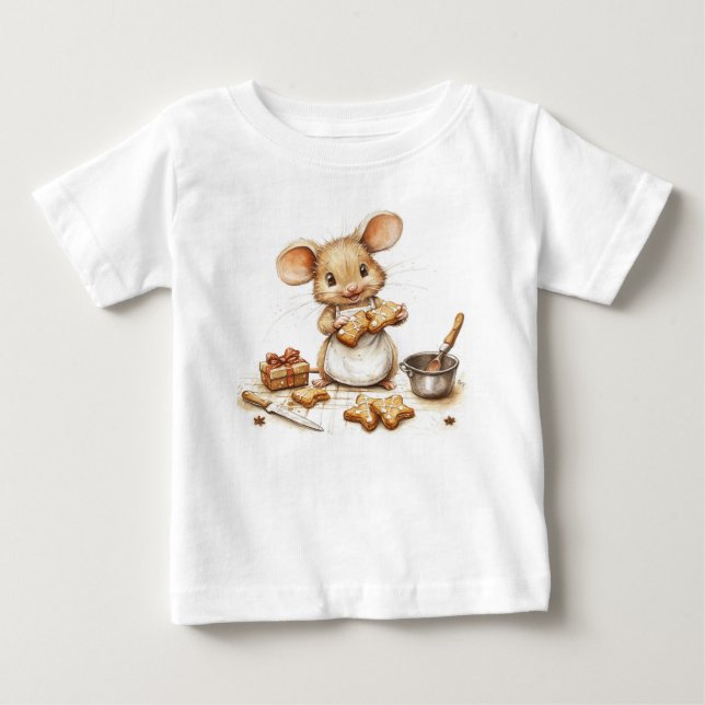 Cute Jul Chef Mouse T Shirt (Framsida)