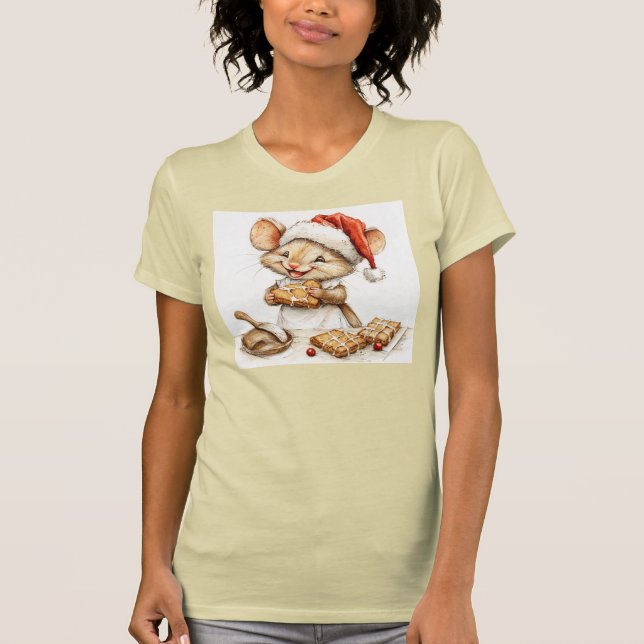 Cute Jul Chef Mouse T Shirt (Framsida)
