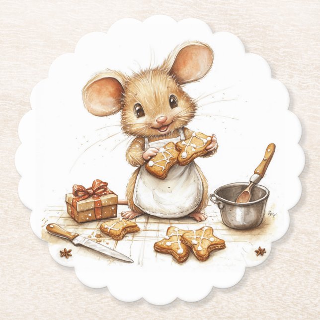 Cute Jul Chef Mouse Underlägg Papper (Framsida)
