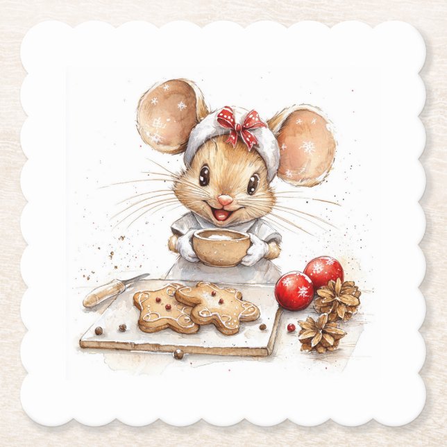 Cute Jul Chef Mouse Underlägg Papper (Framsida)