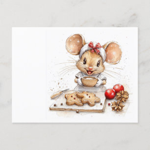 Cute Jul Chef Mouse Vykort