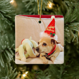 Cute jul Chihuahua Red Ceramic Ornamic Julgransprydnad Keramik