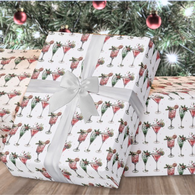 Cute jul Cocktail Mönster Presentpapper (Cute Christmas Cocktail Pattern Wrapping Paper )