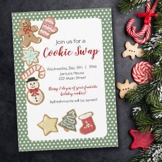 Cute Jul Cookie Exchange Inbjudningar