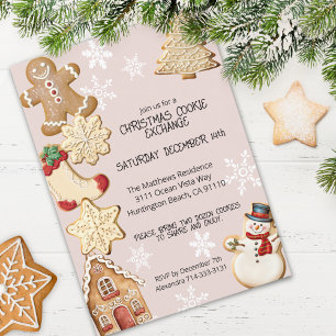 Cute Jul Cookie Exchange Party Inbjudningar