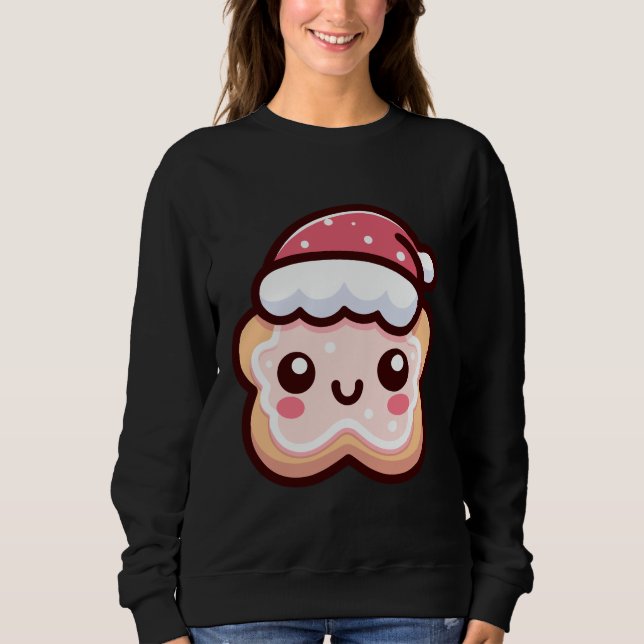Cute Jul Cookie med Santa Hat T Shirt (Framsida)