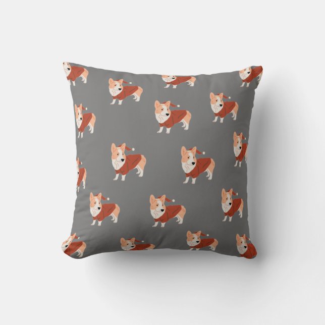 Cute jul Corgi Mönster Kudde (Framsida)