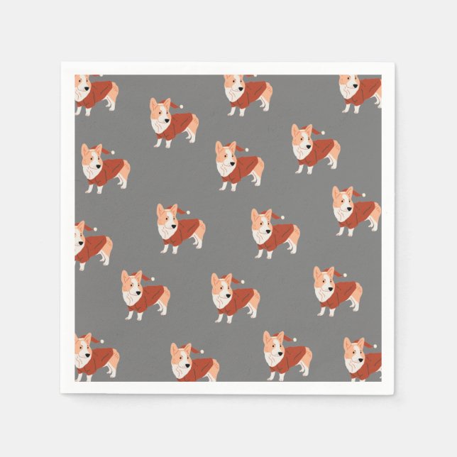 Cute jul Corgi Mönster Pappersservett (Framsidan)