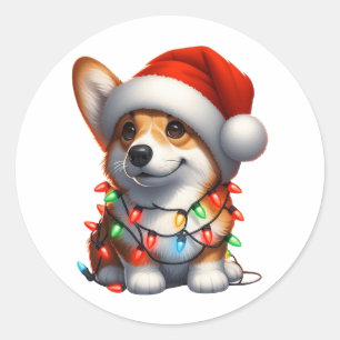 Cute jul Corgi Runt Klistermärke