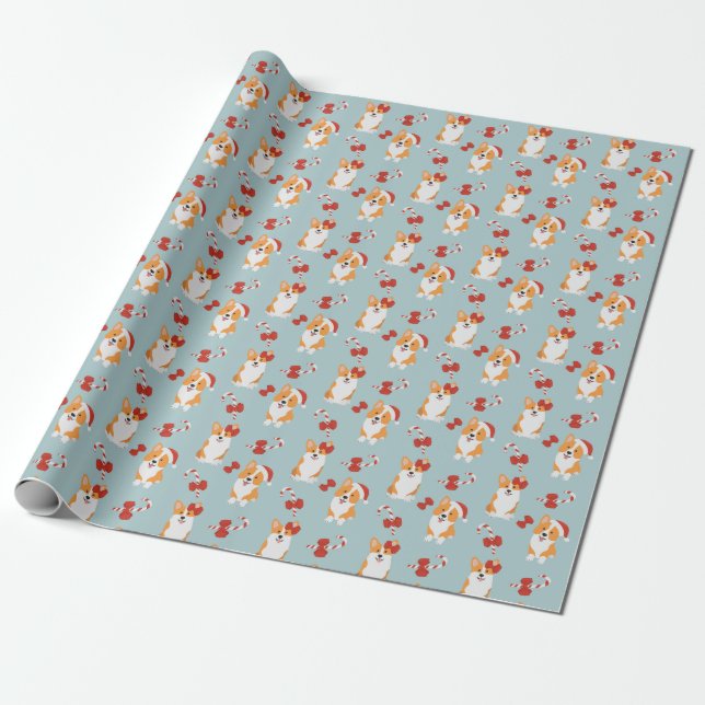 Cute jul Corgi Wrapping Papper Presentpapper (Utrullad)