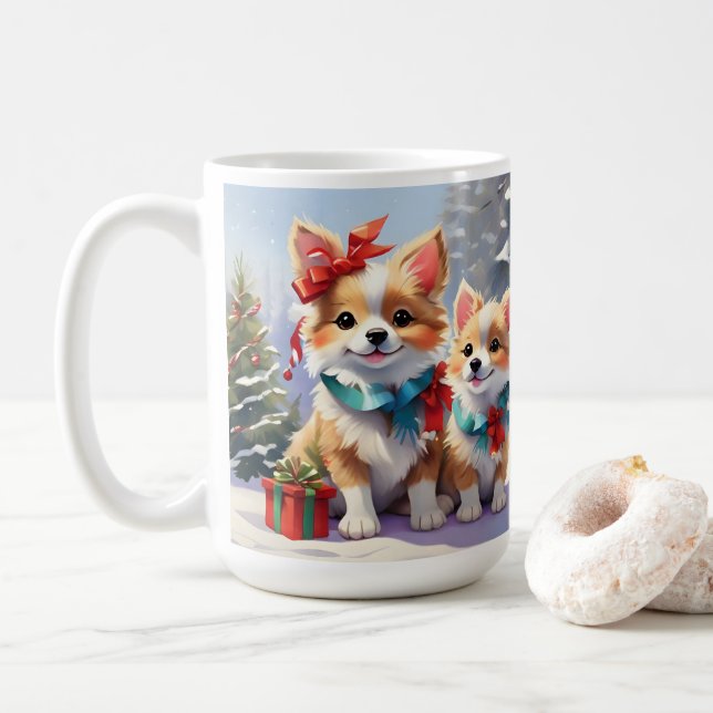 Cute jul Corgis Helgdag Delight Kaffemugg (Med munk)