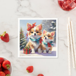 Cute jul Corgis Helgdag Delight Pappersservett