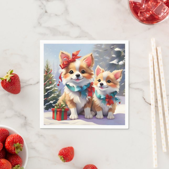 Cute jul Corgis Helgdag Delight Pappersservett (Insitu)