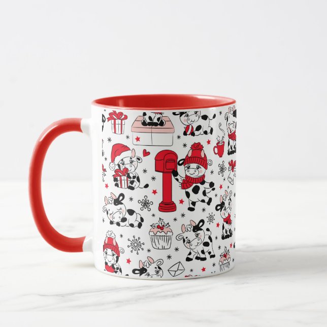Cute Jul Cow Bull Mugg (Vänster)