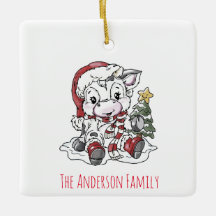 Cute Jul Cow Ceramic Ornamic