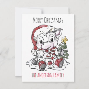 Cute Jul Cow Julkort