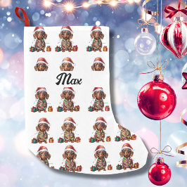Cute Jul Dachshund Hund Liten Julstrumpa