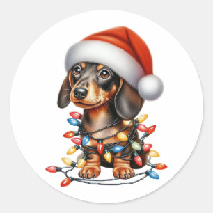 Cute Jul Dachshund Runt Klistermärke