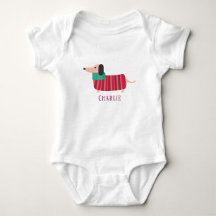 Cute jul Daschund Hund Personlig Namn T Shirt