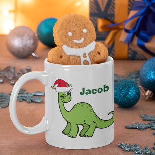 Cute Jul Dinosaur Santa Personlig Kids Kaffemugg