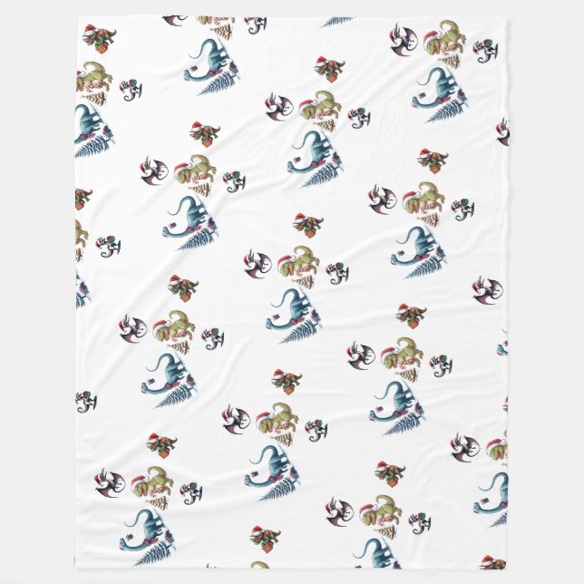 Cute Jul Dinosaurs Fleecefilt (Framsidan)